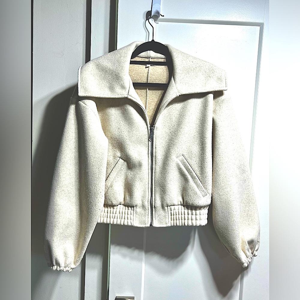 Madewell EUC zip-front boxy shawl bomber jacket
